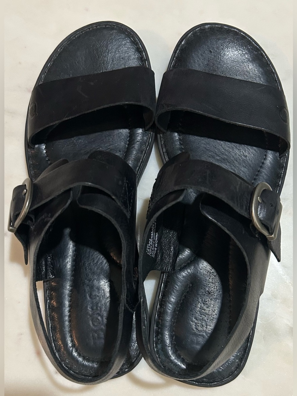 Born Selway Black Leather Comfort Footbed Sandals Opanka Buckle Women’s Size 10 - Picture 5 of 6